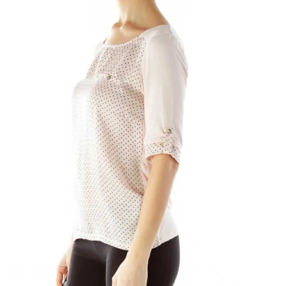 The Limited Pink Polka-Dot Round Neck Blouse - Picture 2 of 3